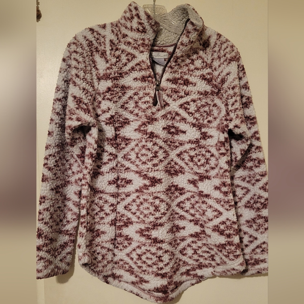 KEREN hart Textured Cowl Sweater - Burgundy and White